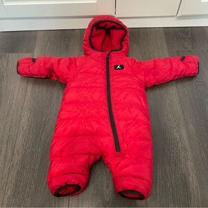 Jordan Red Baby Snowsuit,colorful,side 0-3 months,winter,streetwear,unisex